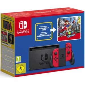 Nintendo Switch konzole červená - Super Mario Odyssey bundle