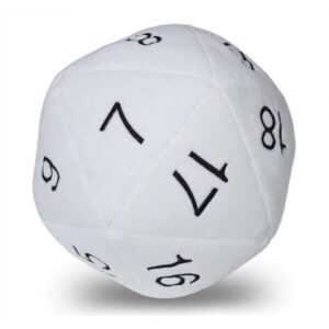 UP - Dice - Plyšák Jumbo D20 Novelty Dice in White with Black Numbering